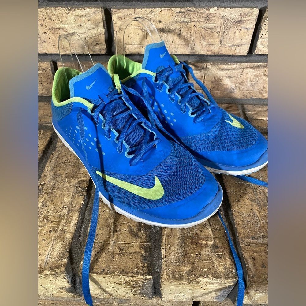 Blue and green Nikes